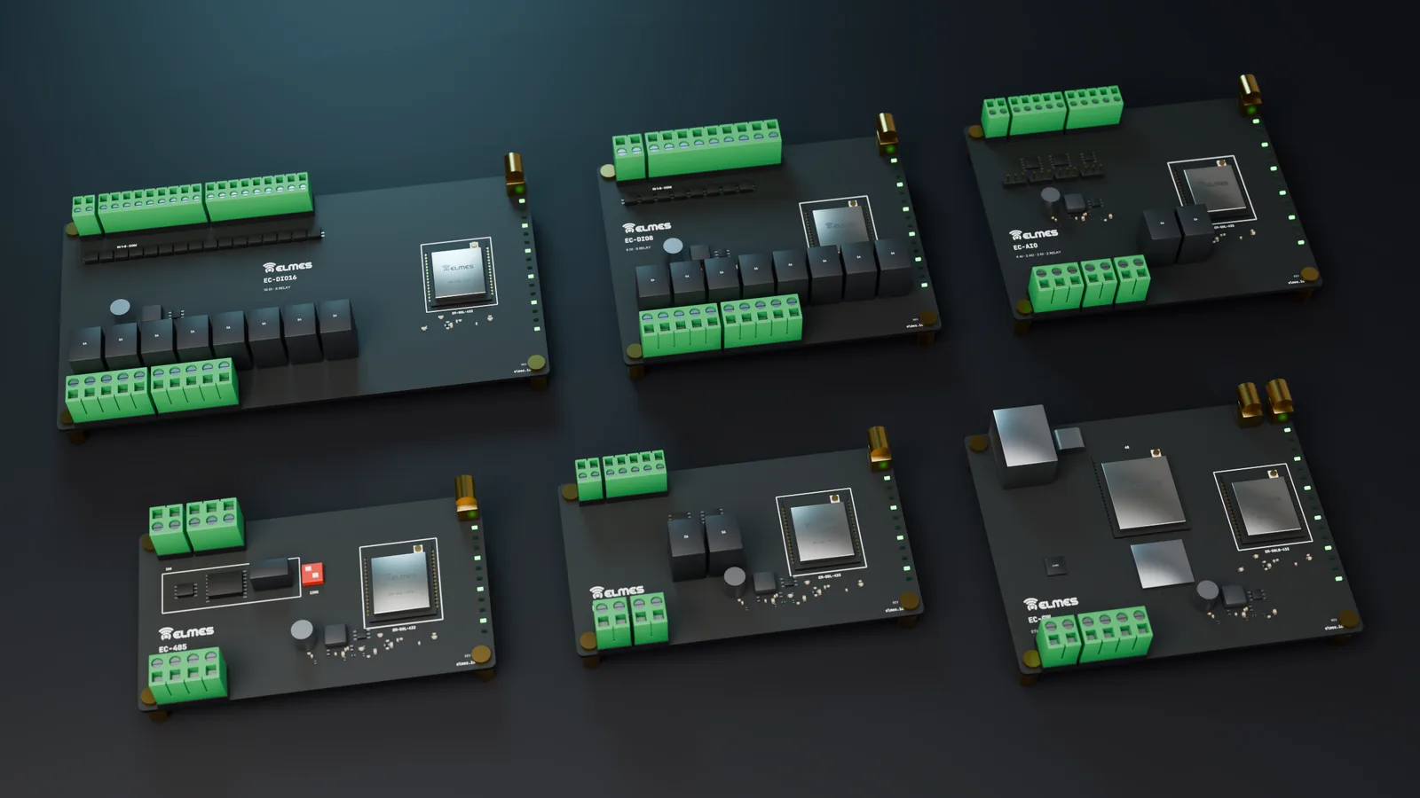 EC board family: EC-DIO16, EC-DIO8, EC-AIO, EC-485, EC-PLS and EC-GW